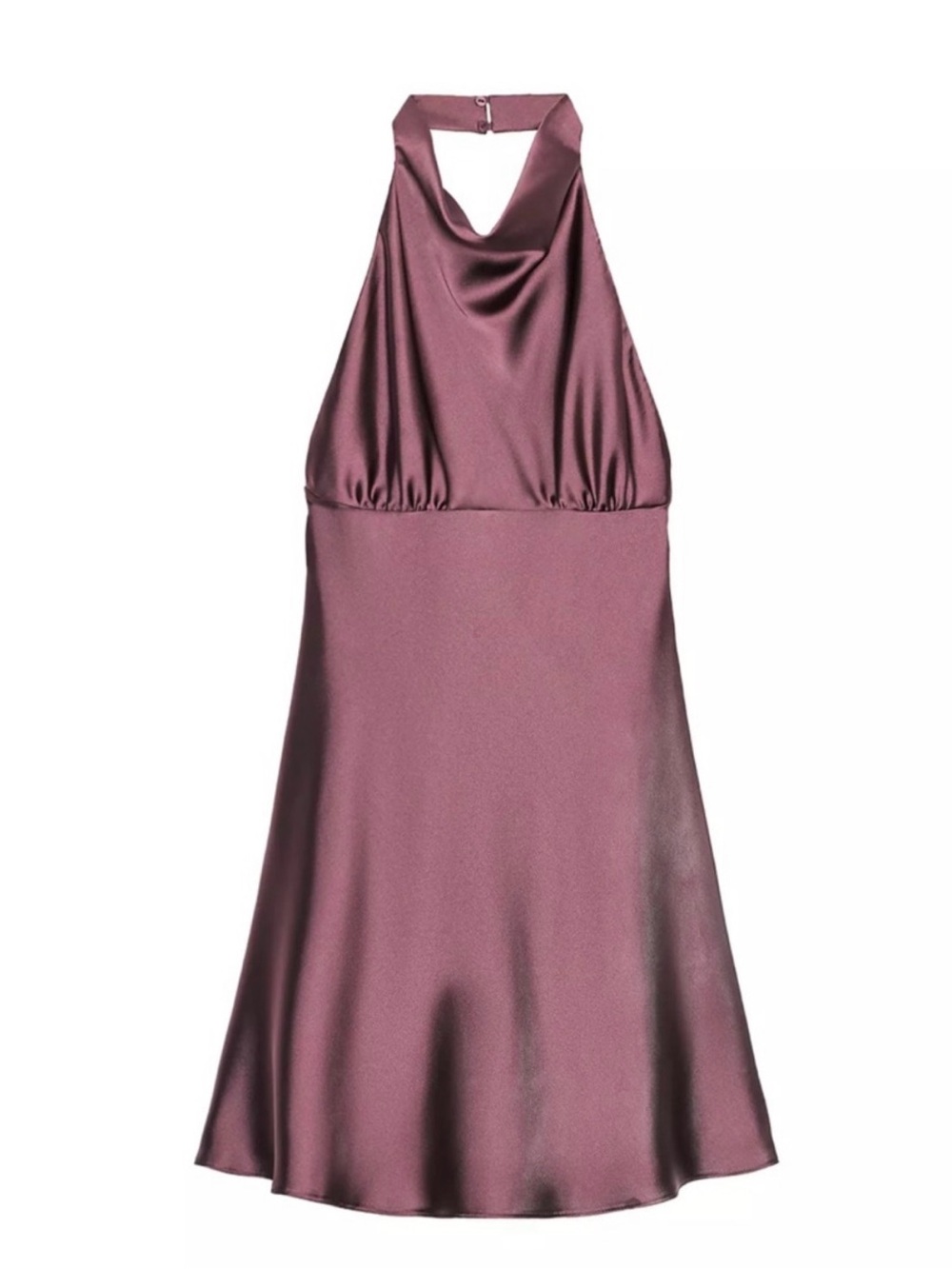 Zara Satin Cowl Halter Dress in Deep Burgundy